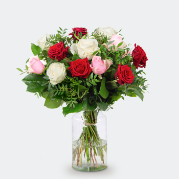 Boeket Romy rood-roze-wit