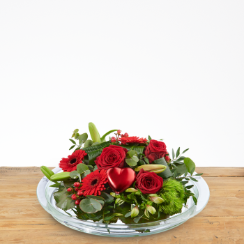 Bloemstuk rood love