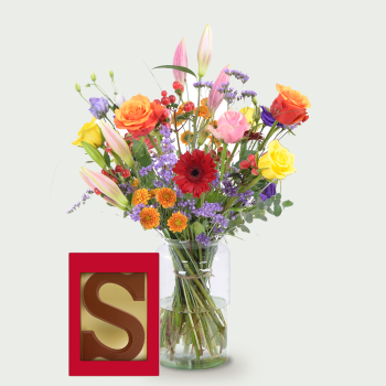 Bouquet Laurie avec lettre en chocolat