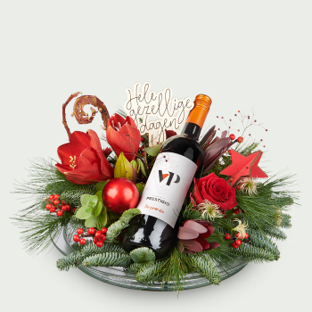 Pièce de Noel Rouge avec du vin rouge