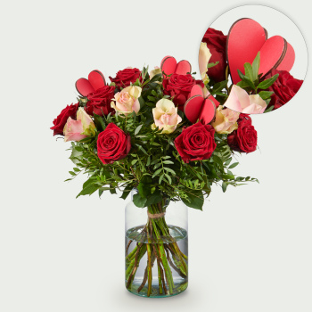 Valentijnsboeket Roos rood-roze