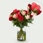 Valentijnsboeket Roos rood-roze klein