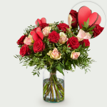 Valentijnsboeket Roos rood-roze groot